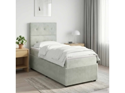 Vidaxl Cama Box Spring Com Colchão Cinzento-claro 90 X 200 Cm Veludo