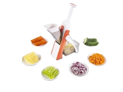 Cortador de Legumes Multifuncional 5 em 1, Ajustável, Feito de Plástico e Aço Inoxidável MDUG (laranja)