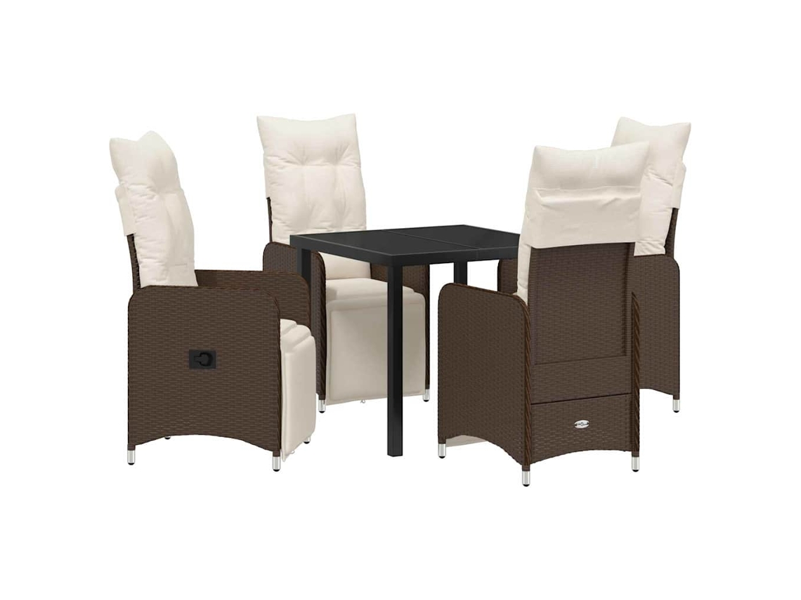Conjunto de Jantar para Jardim 5 Pcs Castanho Vime Pe MAISON EXCLUSIVE