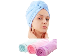 Pacote Com 3 Toalhas De Microfibra Para Cabelo Nas Cores Rosa, Azul E Roxa