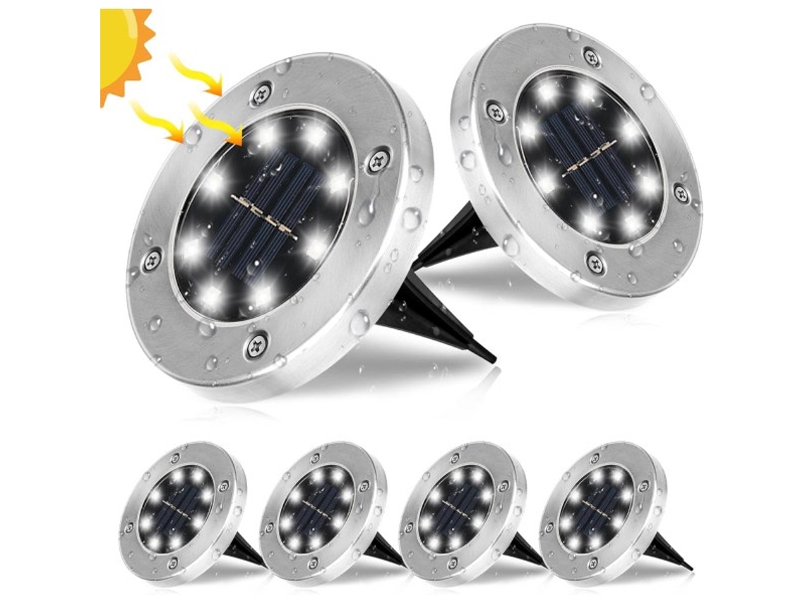Conjunto de 8 Luminárias Solares de Jardim AQUAFORGE com 12 LEDs, 6000K