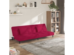 Sofá Cama HARLANV1 com duas almofadas veludo vermelho tinto