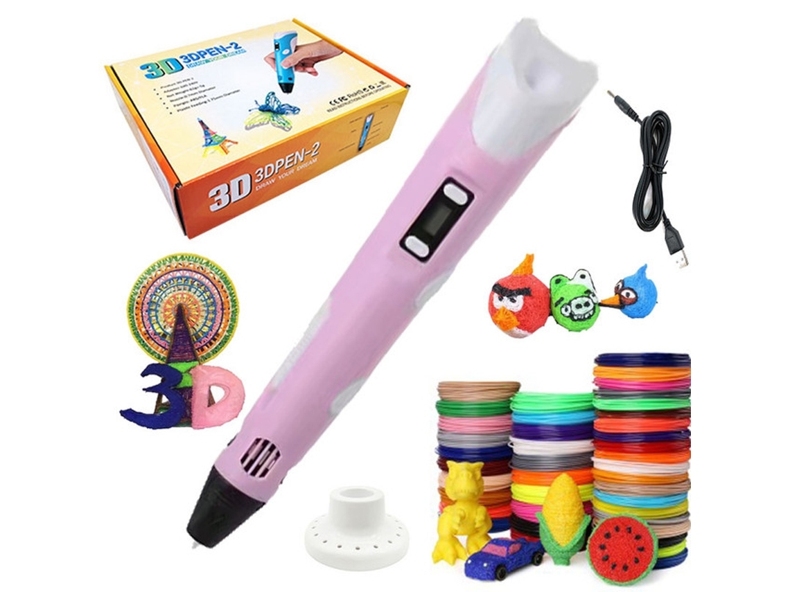 3D Caneta Impressão Inteligente 3Dblb para Brinquedos para Crianças 5M X 10 Cores Pla/Abs-Rosa