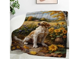 Manta Golden Retriever Girassol 100x130 Cm Multifuncional Macia e Aconchegante em Flanela Ideal para Cama Escr