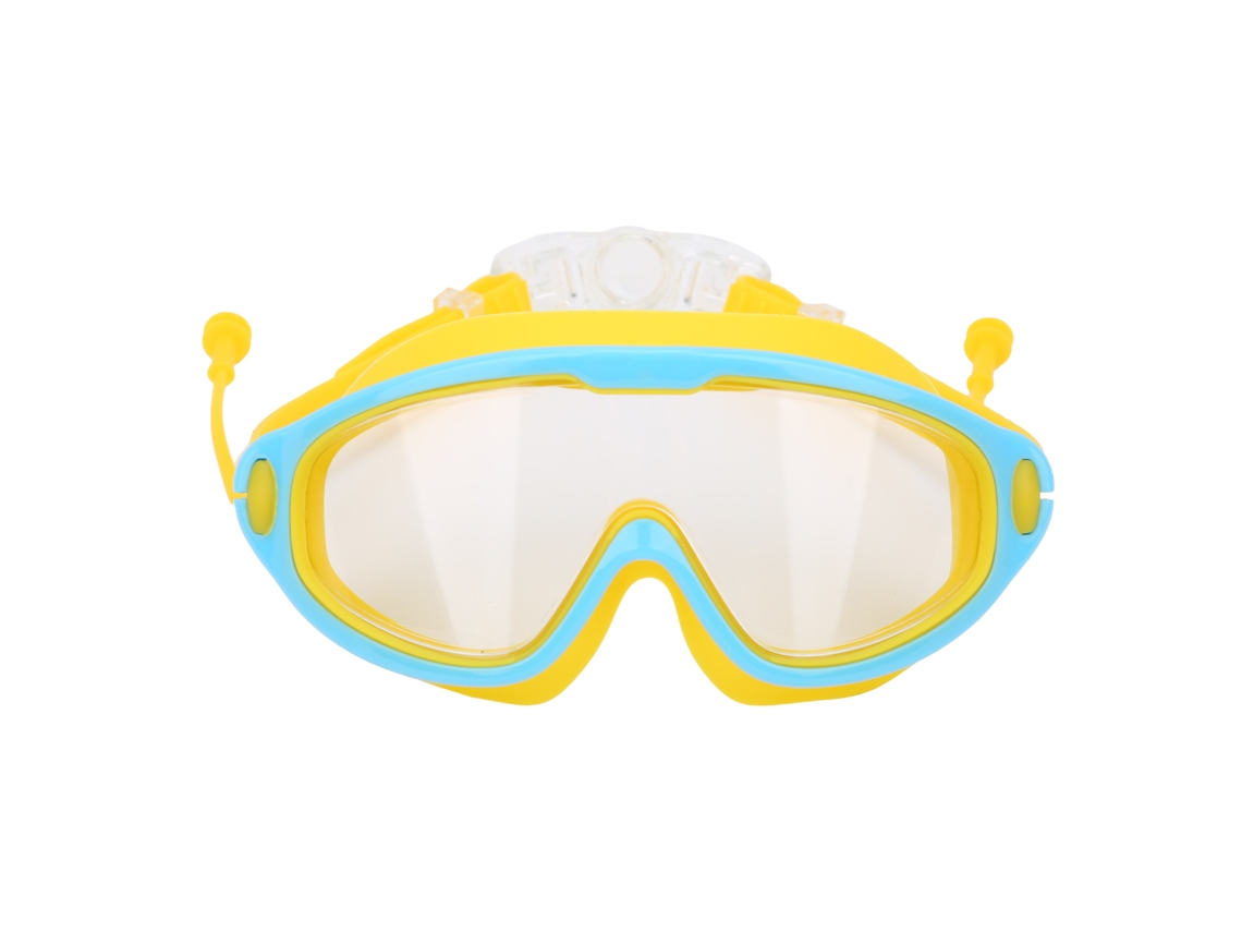 Par de Óculos de Natação Infantis Amarelos e Azuis, Lentes Grandes AQUAFORGE