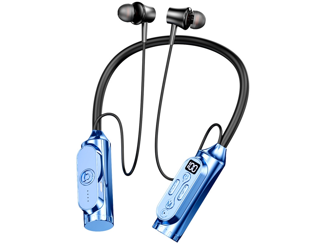 Auriculares Sem Fio Interruptor Pause Play Neck Hanging Dual YIZHOOD Magnética Bluetooth Azul