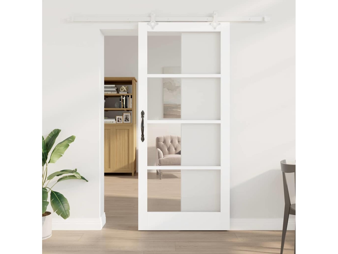 Vidaxl Porta Deslizante 93 X 211 Cm Madeira De Pinho Maciça E Vidro