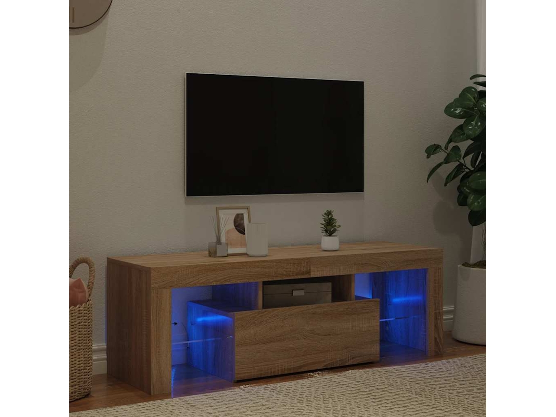 Vidaxl Móvel De Tv Com Luzes Led 120x35x40 Cm Carvalho Sonoma