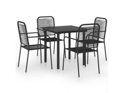 Maison Exclusive - 5 Pcs Conjunto De Jantar Para Jardim Vidro E Aço Preto