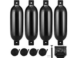 Conjunto De 4 Defensas De Barco Inflável Em Pvc 14x50,8 Cm Com Bomba, Cordas E Bolsa Tekmaquinas
