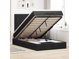 Vidaxl Estrutura De Cama Otomana Com Colchões Preto 120x190 Cm Veludo