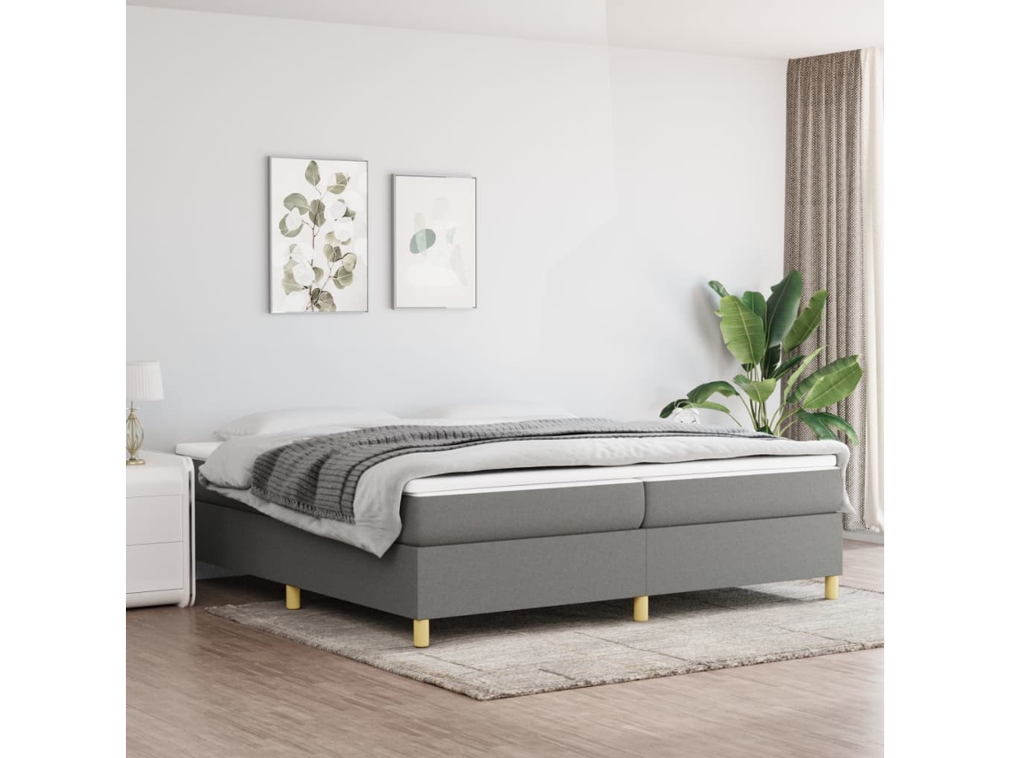 Vidaxl Estrutura De Cama Com Molas 200x200 Cm Tecido Cinzento-escuro