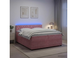 Vidaxl Cama Box Spring Com Colchão Rosa 200 X 200 Cm Veludo