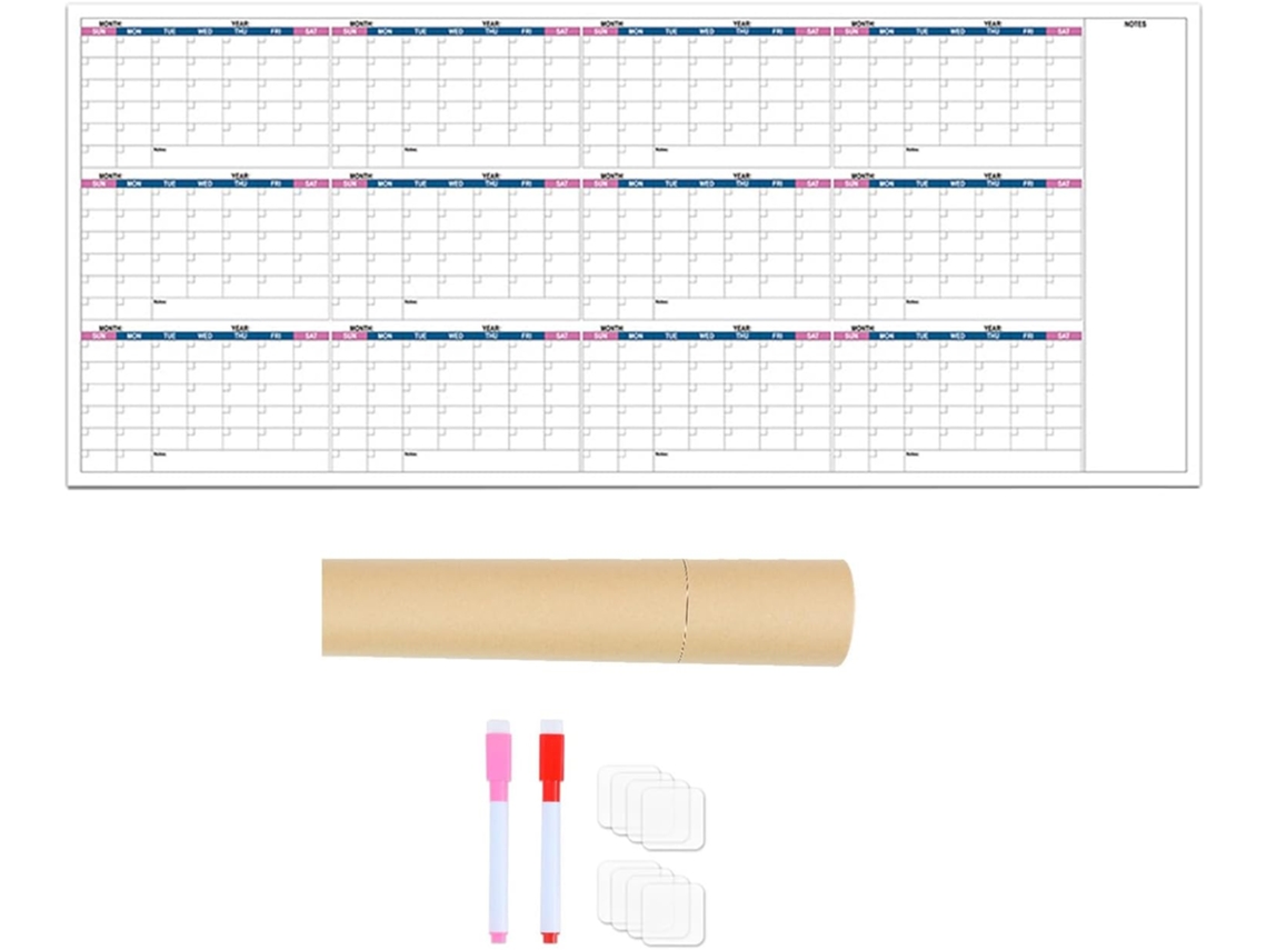Calendário De Quadro Branco Para Escrever E Apagar, Planejador Anual Para Parede, Escola, Academia, Dormitório