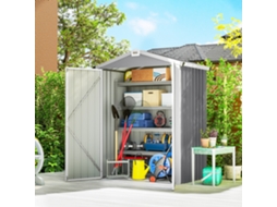 Galpão Metálico Para Jardim De 1,1 M², Cinza Prateado, Com 133x87x178 Cm E Portas Duplas Com Trava De Segurança.