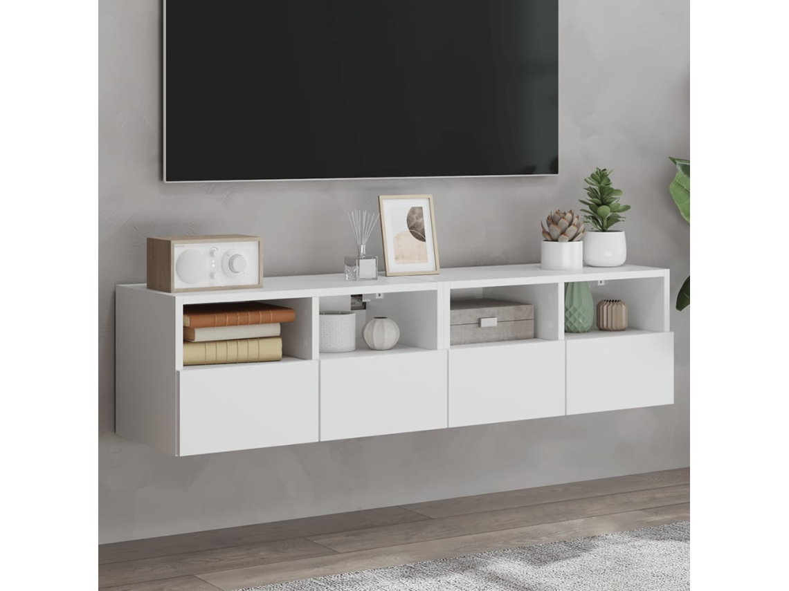 Vidaxl Móveis de Parede P/ Tv 2pcs 60x30x30cm Derivados Madeira Branco