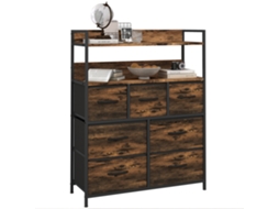 Cômoda de 7 Gavetas Dobráveis com 2 Prateleiras de Aço Brown S/MARCA