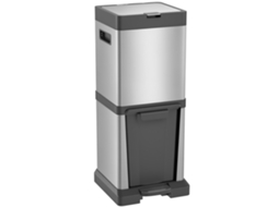 Balde de Lixo 20+14l com Tampa e Pedal,cesto Basculante,cesto Interno Removível,aço Inoxidável 32,5x31,5x78cm Prata BTFORUS