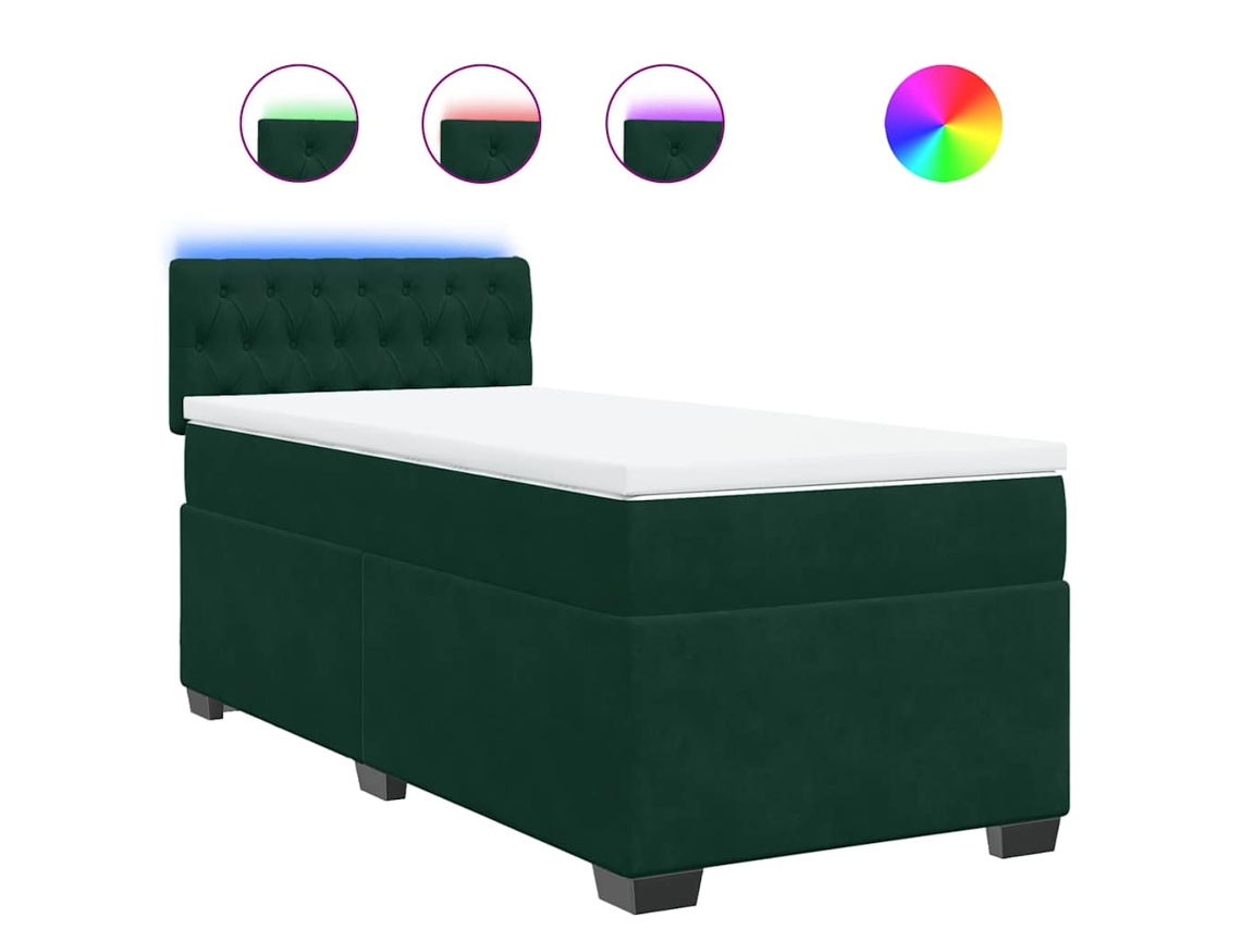 Cama com Molas/colchão 90x200 Cm Veludo Verde escuro MAISON EXCLUSIVE