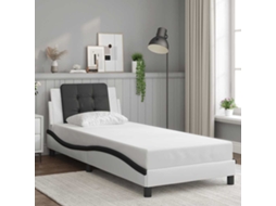 Vidaxl Estrutura De Cama Sem Colchão Zadar Couro Artificial 80x200 Branco/preto