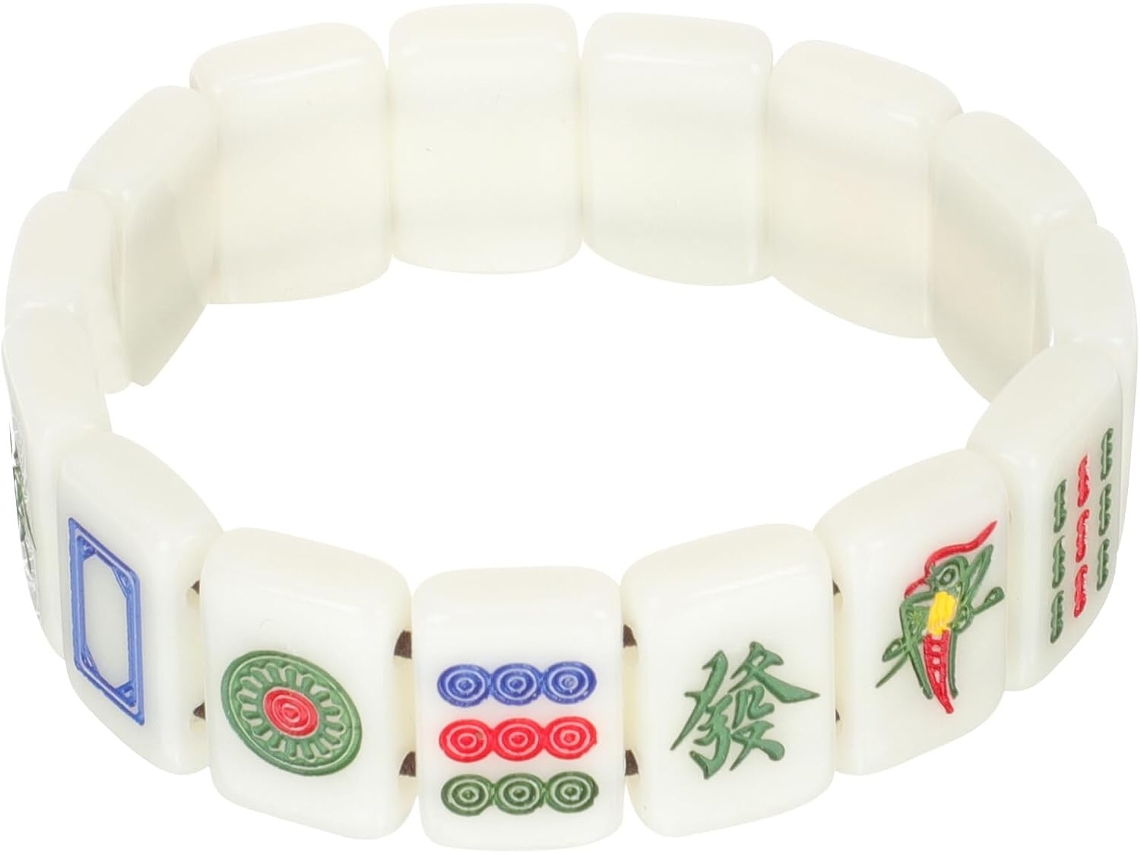 Pulseira Criativa De Mahjong Em Acrílico Brilhante, Elástica E Confortável.