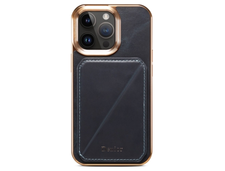 Suporte Casa Galvanizado Para Iphone 13 Pro Denior Pele Sintética Com Porta-cartões Bege