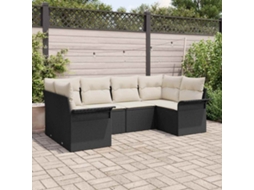 Vidaxl Conjunto De Sofá De Jardim 6 Unid. Preto Rattan Sintético