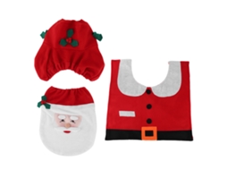 Conjunto de decoração de natal para banheiro: capa de vaso sanitário, tapete e acessórios