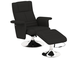 Poltrona De Massagem Preto Com Apoio Para Os Pés E Encosto Reclinável 78x95x88 Cm Para Relaxamento Total