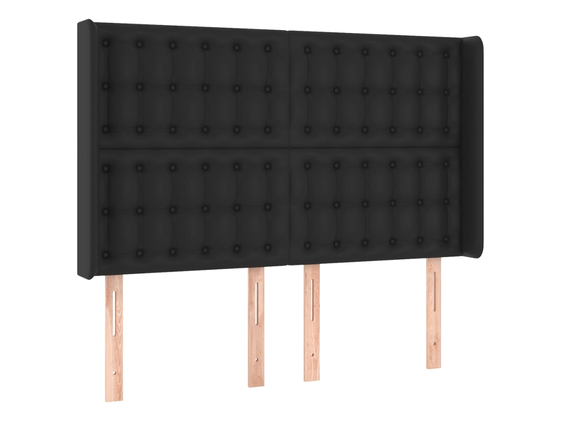Headboard, Headboards Vidaxl Preto Couro Artificial (147 X 16 X 118/128 Cm)