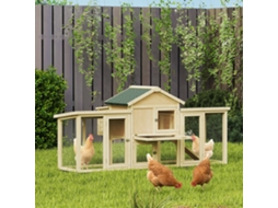 Gallinero de Madeira MDUG (204x85x93cm) com Bandeja e Perchas