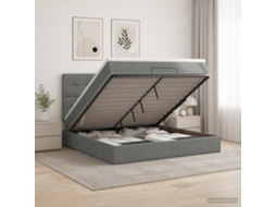 Vidaxl Cama Ottoman Com Colchão E Led Cinzento-escuro 140 X 190 Cm
