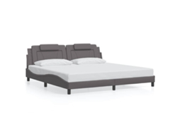 Estrutura de Cama Viana Sem Colchão Couro Artificial Cinzento MAISON EXCLUSIVE (200x200 cm)