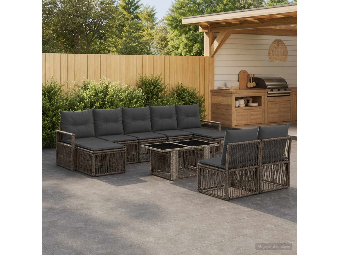 Vidaxl Conjunto De Sofá De Jardim 10 Unid. Cinza E Cinza Escuro
