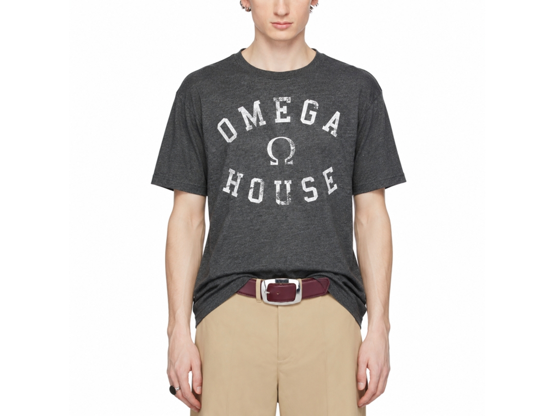 Rockinstone Animal House Movie Omega House Heather Black Adult T-shirt Size:l