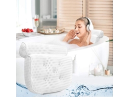 Travesseiro Ergonômico para Banho com Apoio Cervical e Lombar, 7 Ventosas, 37x32x9cm