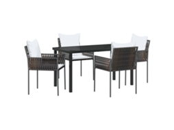 Conjunto 5 De Jantar Marrom Com Almofadas Vidaxl Em Rattan Pe