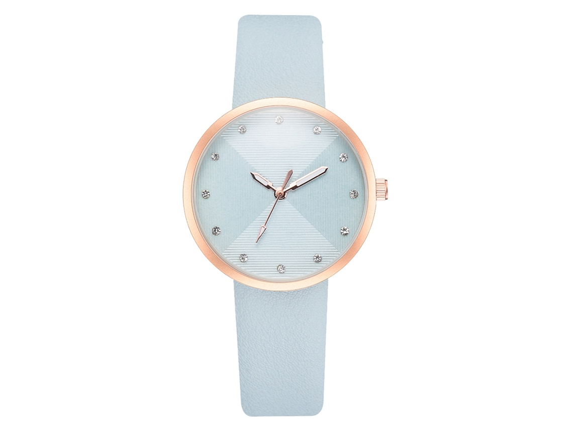 Relógio de Pulso Feminino Moda Analógico com Mostrador Redondo Quartzo Azul Céu