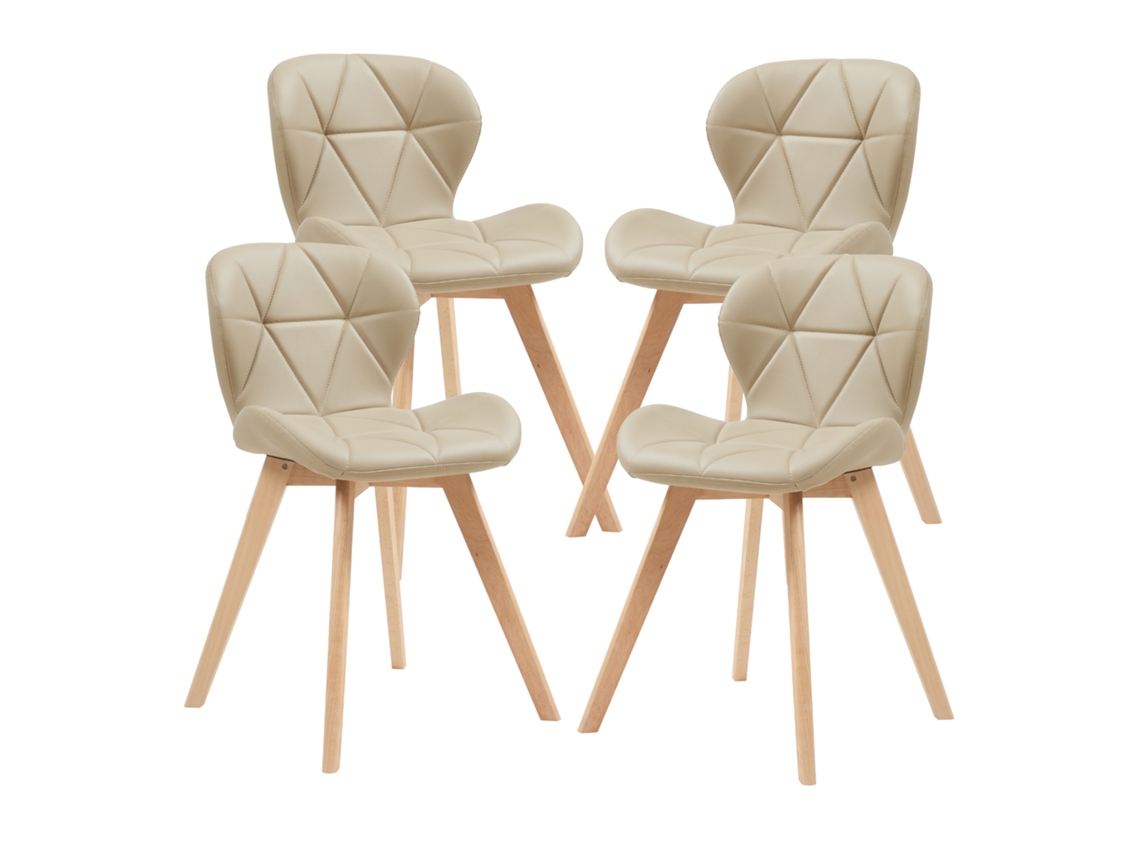 Cadeira De Jantar Älmhult Conjunto De 4 78x47x52 Cm Em Couro Sintético Bege Pt.casa
