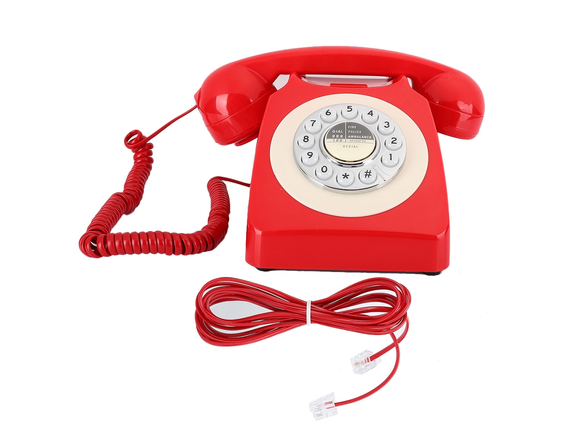 Telefone Antigo Vintage Retro Com Discador Rotativo Sem Fio Para Mesa Hotel Linha Fixo