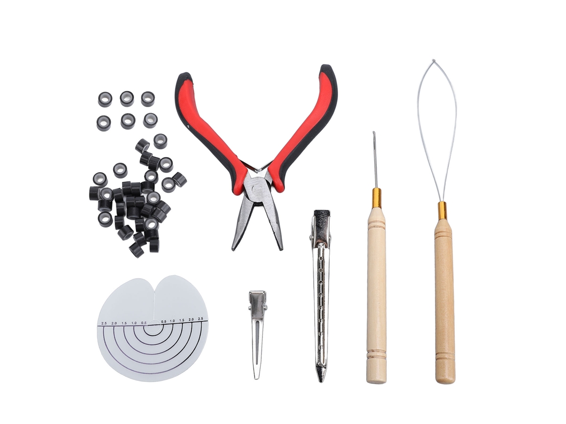 Kit De Ferramentas Para Extensões De Cabelo Com Anéis Micro E Acessórios Essenciais