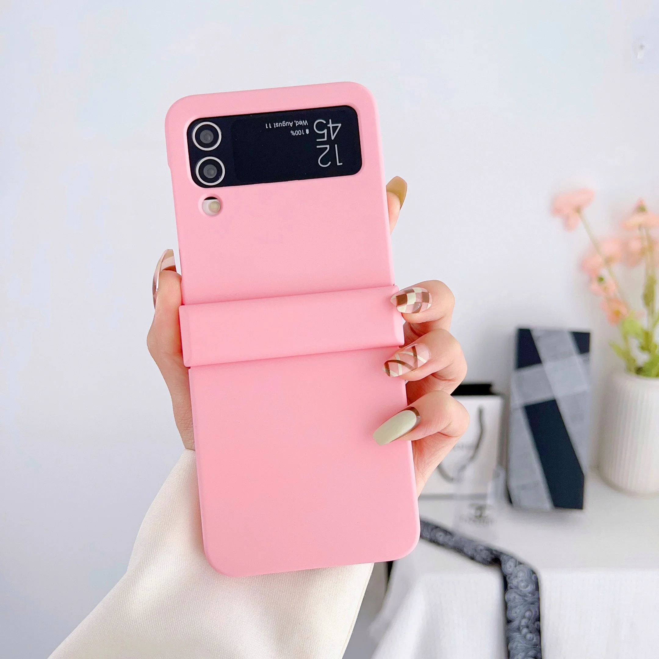 (rosa, Galaxy Z Flip7) Capa Dobrável Rígida Ultrafina Para Celular, Resistente A Impactos, Confortável Ao Toque E Altamente Protetora.