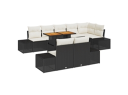 Conjunto 9 Conjunto De Sofá De Jardim Vidaxl Preto Vime Pe (100 X 55 X 73 Cm)