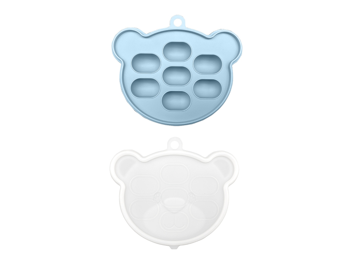 Brinquedo De Silicone Para Bebês Que Está Começando A Comer Alimentosmolde De Comida Para Bebê Em Formato De Urso Cinza-azulado