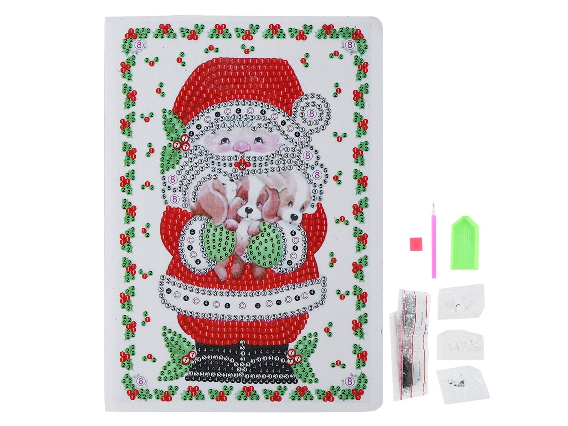 Kit De Livro De Anotações De Pintura De Diamantes Com Padrão De Papai Noel Diy Laxiscreed