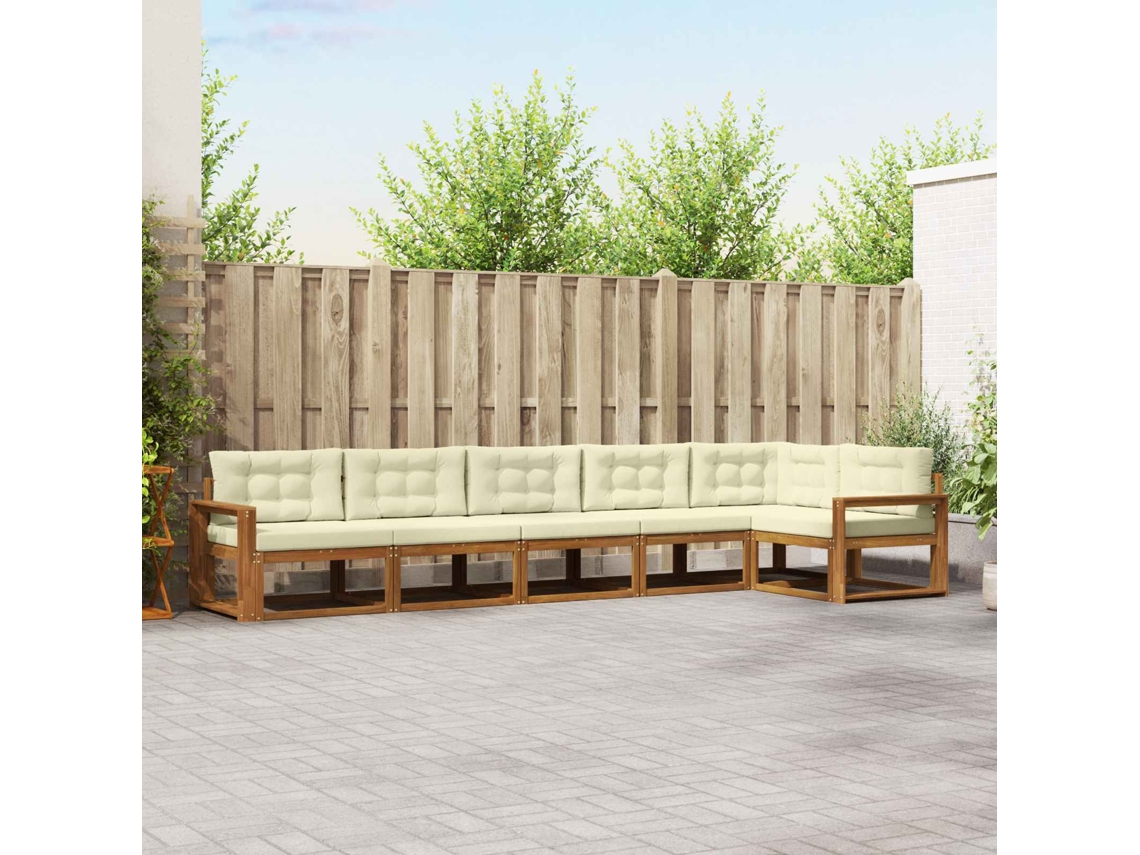 Vidaxl Conjunto De Sofás Para Exterior 6 Unid. Natural E Creme