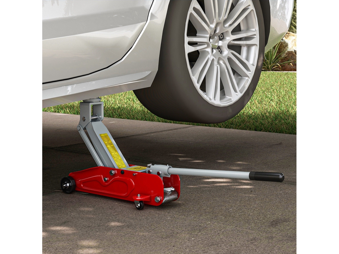 Macaco Hidráulico Compacto, Proteção Contra Sobrecarga, Suv 2t, 120-300mm, Vermelho E Amarelo
