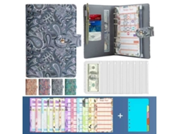Macaron A6 Pu Faux Leather Refillable Notebook Journal With Zip Pouch Budget Planner Exotic Cashew Flower Gray Cover