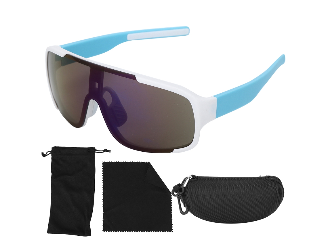 Gafas Deportivas Ao Ar Livre Antivento Para Ciclismo Montanhismo Gafas De Sol Mulher Homem Marco Branco Azul Lente Azul