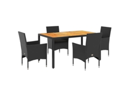 Garden Dining Set, Garden Dining Sets Vidaxl Preto Rattan / Vime (150 X 90 X 75 Cm)